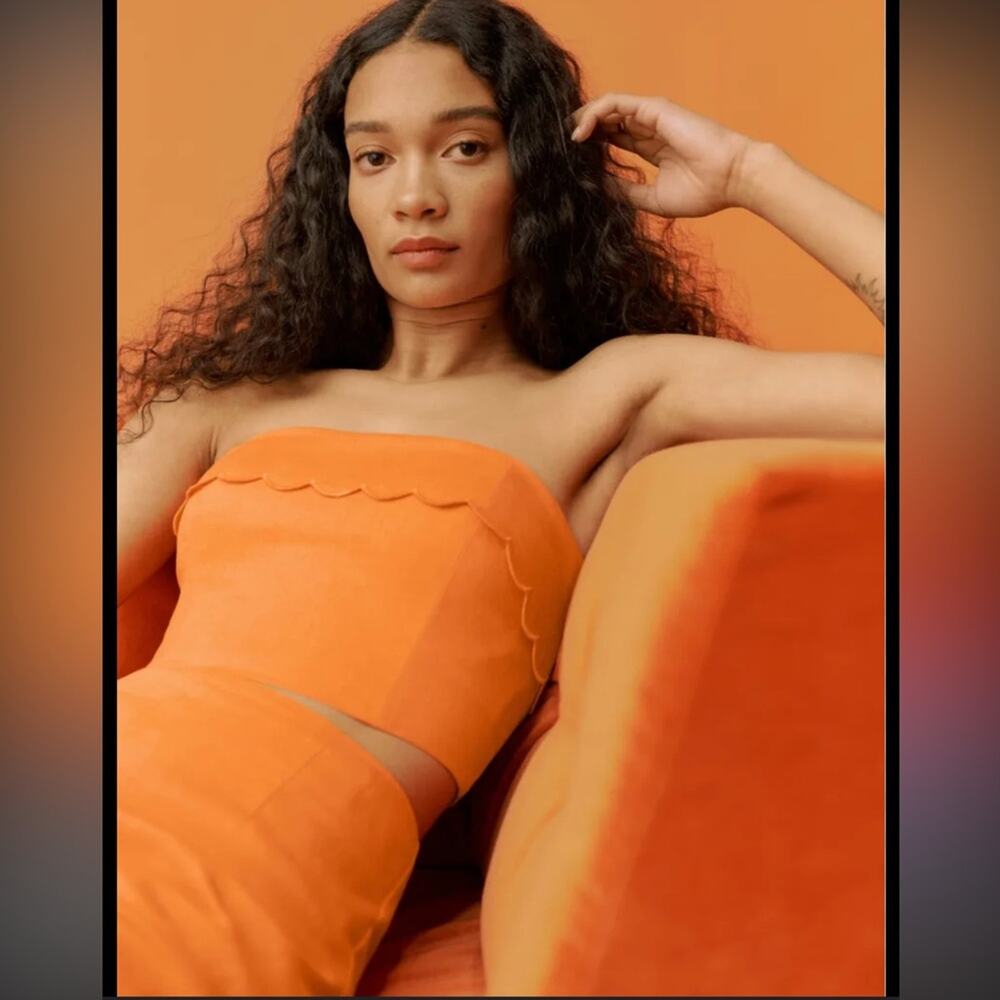 New With Partial Tags Reformation Orange Lizzi Linen Top Size 12 🍊